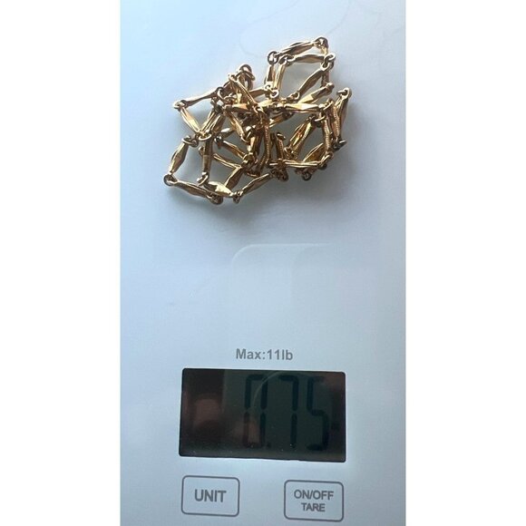 Vintage Monet Yellow Gold Tone Chain Necklace 14” Unique Design Very Pretty - Picture 9 of 9